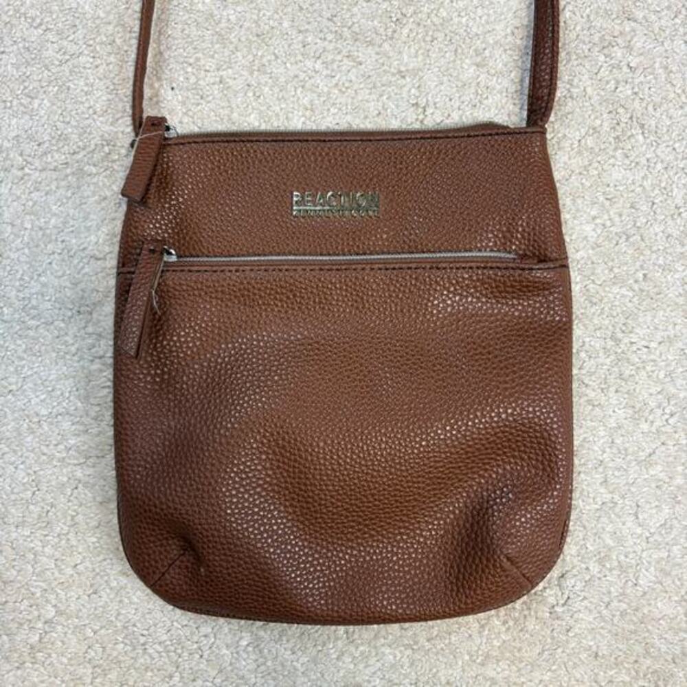 Kenneth Cole Reaction Brown Faux Leather Pebble Crossbody Bag